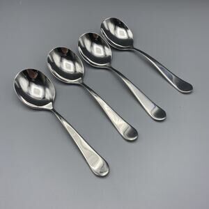 Gourmet Settings WINDERMERE 4pc Chowder Spoons Glossy Tips Up Stainless Flatware